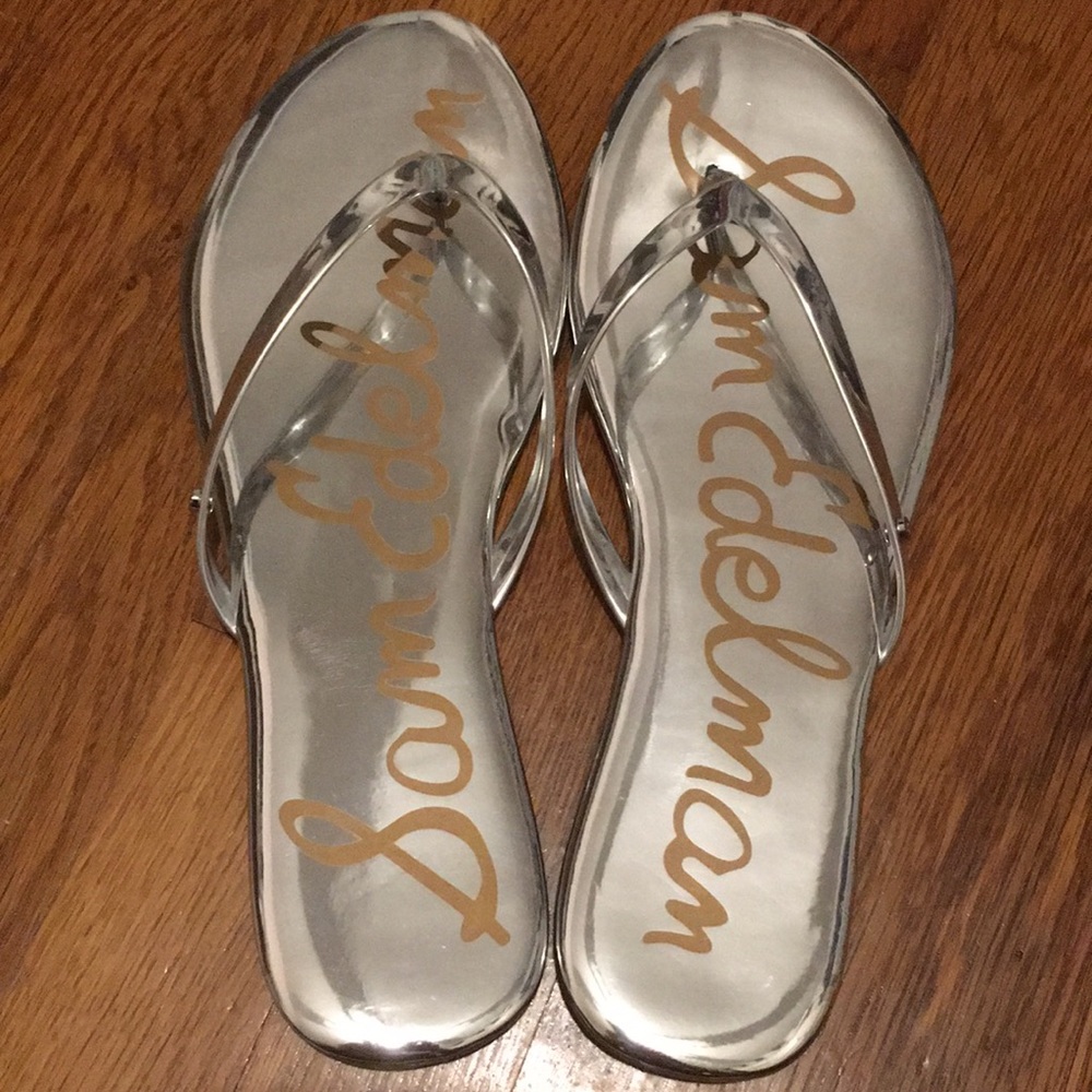 Sam Edelman Silver Flip Flops